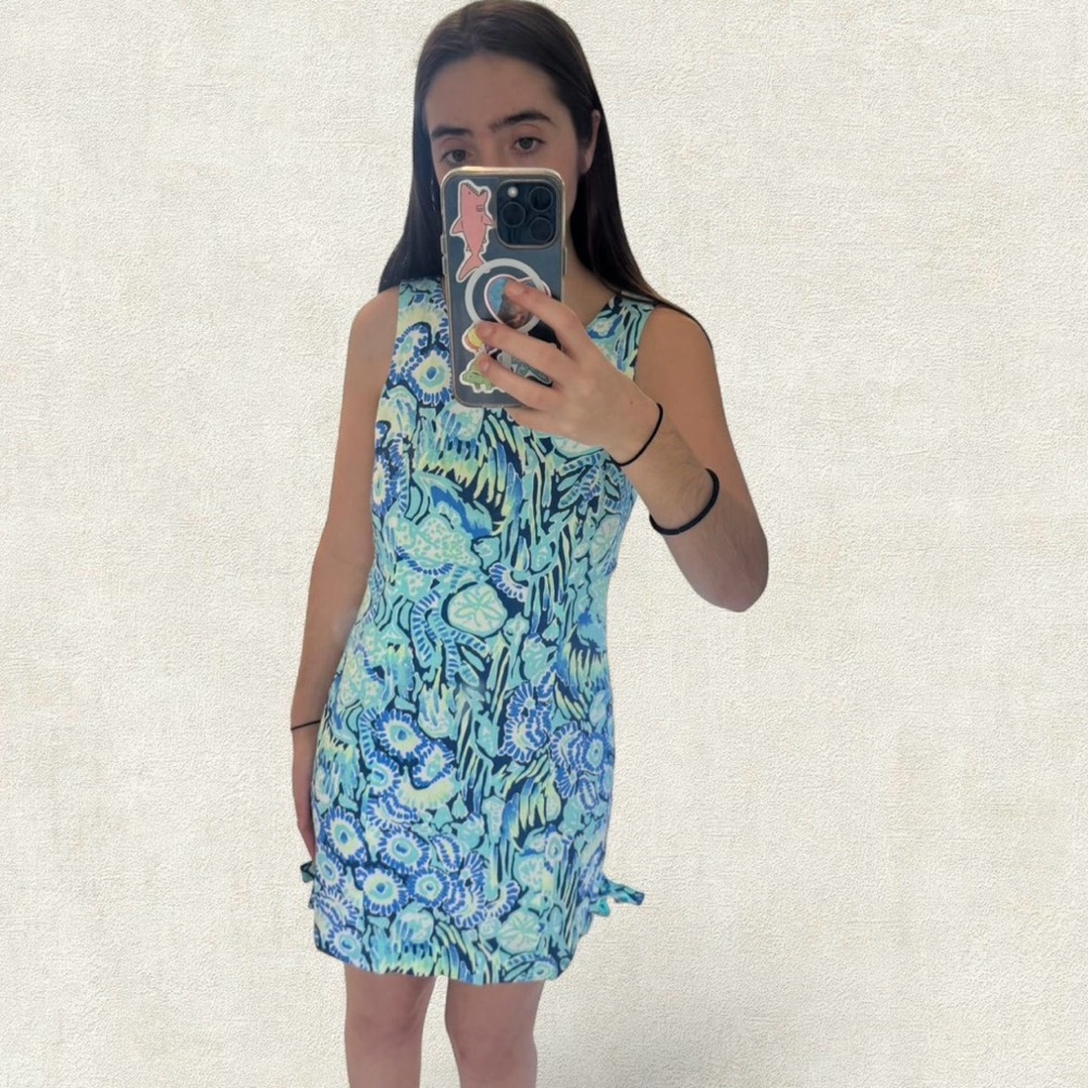 Lilly Pulitzer Blue and Green Floral Kids Dress